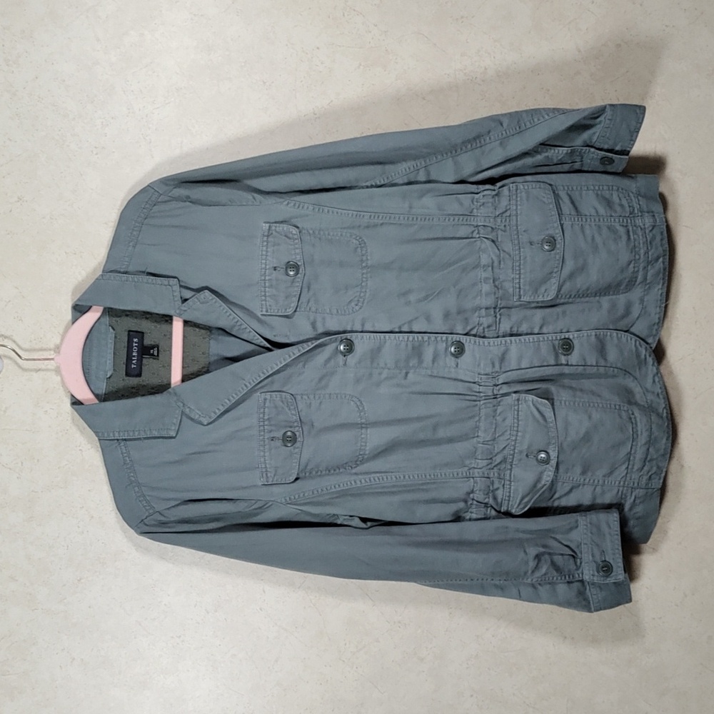 5125 Talbots army green mostly cotton field jacket barn coat XL